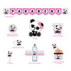 Artículos de Cumpleaños Panda Zig Zag Rosa
