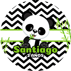 Cartel Redondo Panda Zig Zag Verde