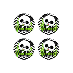 8 Autocolantes 5cms Panda Zig Zag Verde