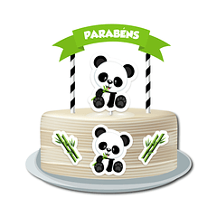 Cake Topper Panda Zig Zag Verde