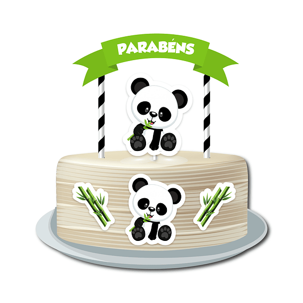 Topo de Bolo Panda Zig Zag Verde 1