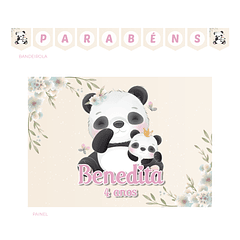 Kit Decoración Panda Acuarela Tema Niñas (Varias Opciones)
