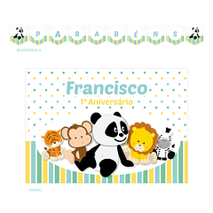 Kit Decoração Panda e Animais Verde (Várias_Opções)