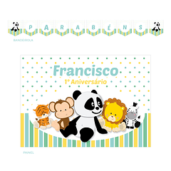 Kit Festa Panda e Animais Verde (Várias_Opções)