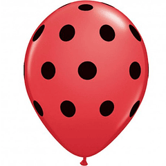 5 Balões Pontos Vermelha 30CMS
