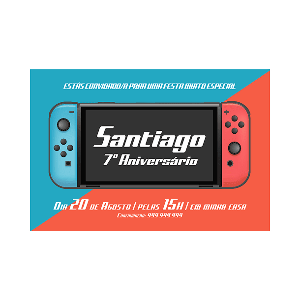 Convites Nintendo Switch 1