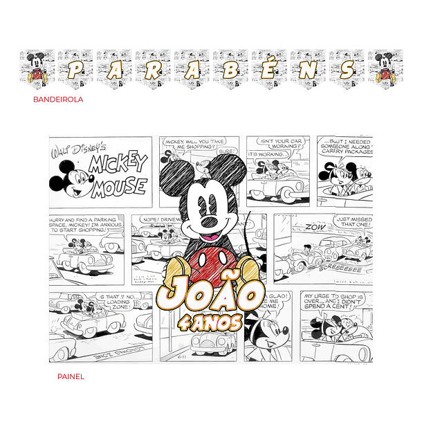 Kit Decoração Mickey Banda Desenhada (várias Opções) 2