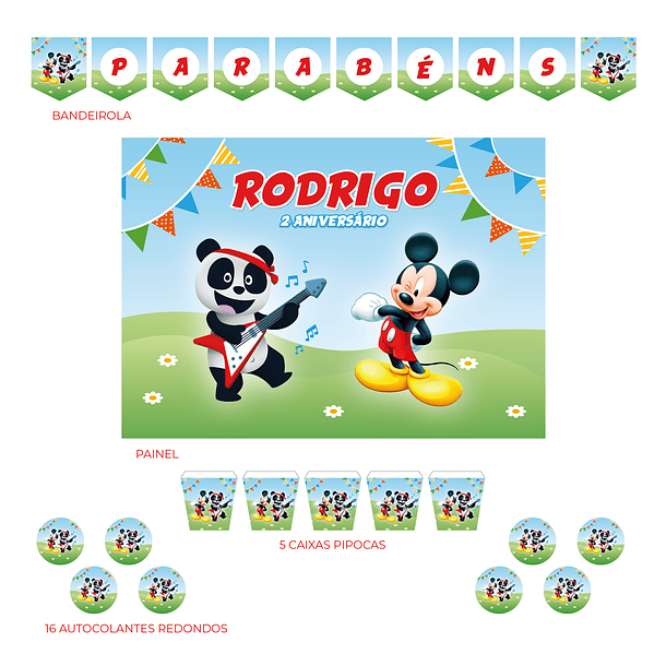 Kit Decoração Mickey e Panda (Várias Opções) 3