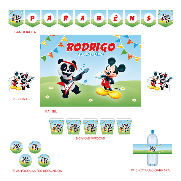 Kit Decoração Mickey e Panda (Várias Opções) 4
