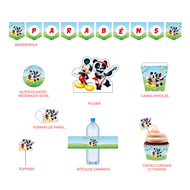 Artigos Aniversário Mickey e Panda  1