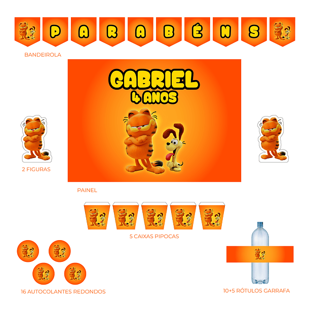 Kit Decoração Garfield (Várias_Opções)  3