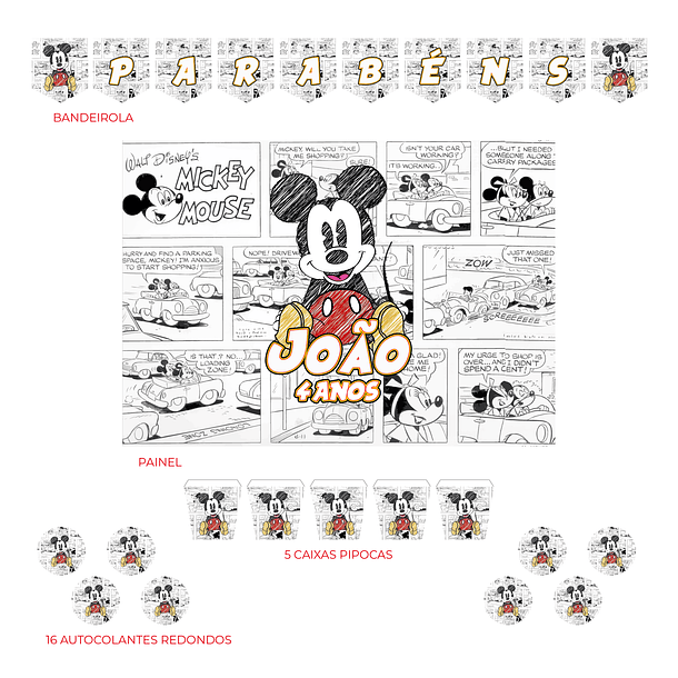 Kit Decoração Mickey Banda Desenhada (várias Opções) 3