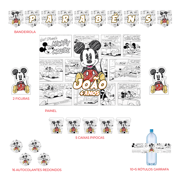 Kit Decoração Mickey Banda Desenhada (várias Opções) 4