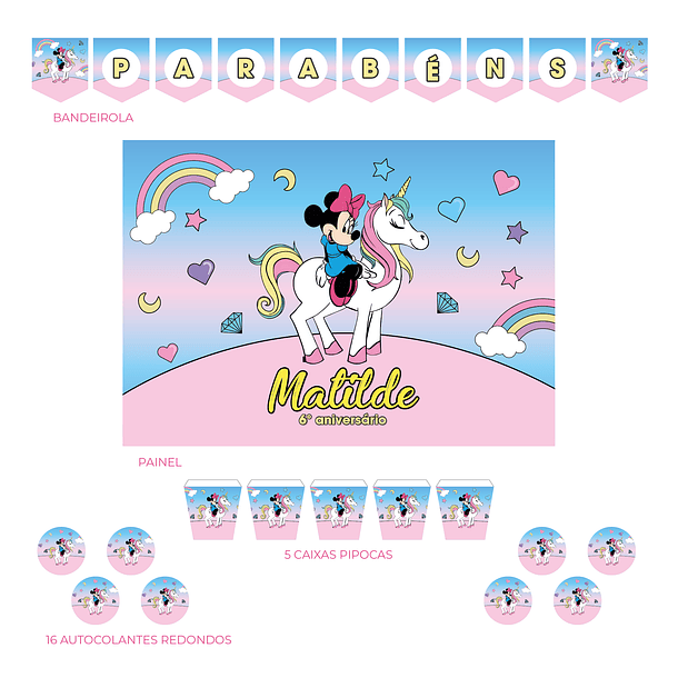 Kit Decoración Minnie Unicornio (Varias Opciones) 3