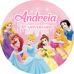 Cartel Redondo Princesas Disney