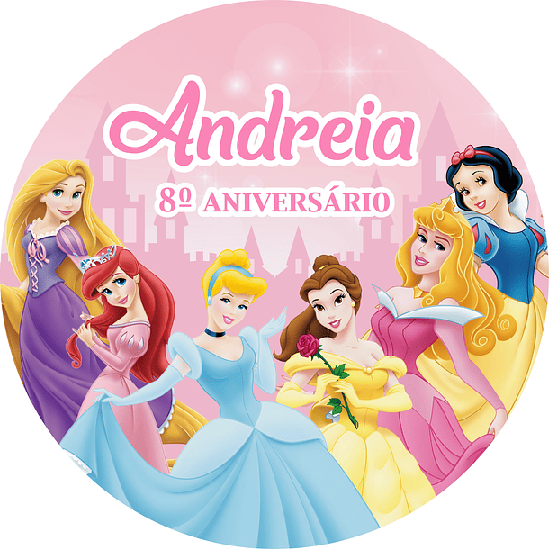 Painel Redondo Princesas Disney 1