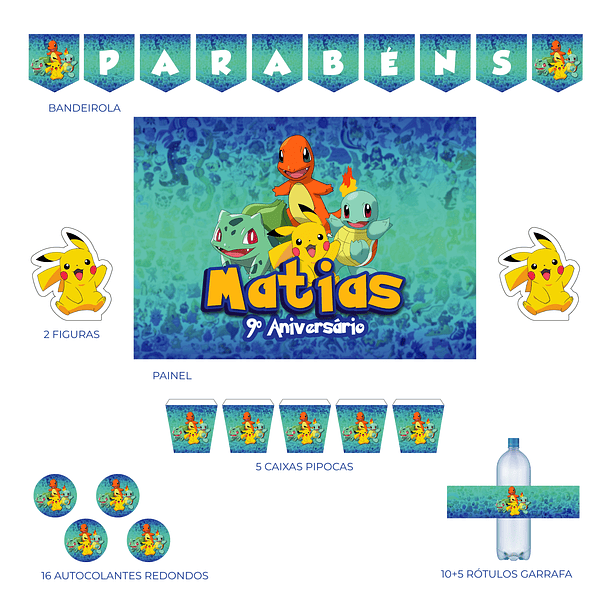 Kit Decoração Decoração Pokemon (Várias_Opções)   4