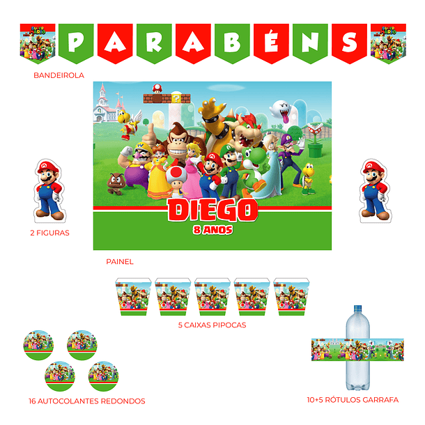 Kit Decoração Super Mario (Várias_Opções)   4