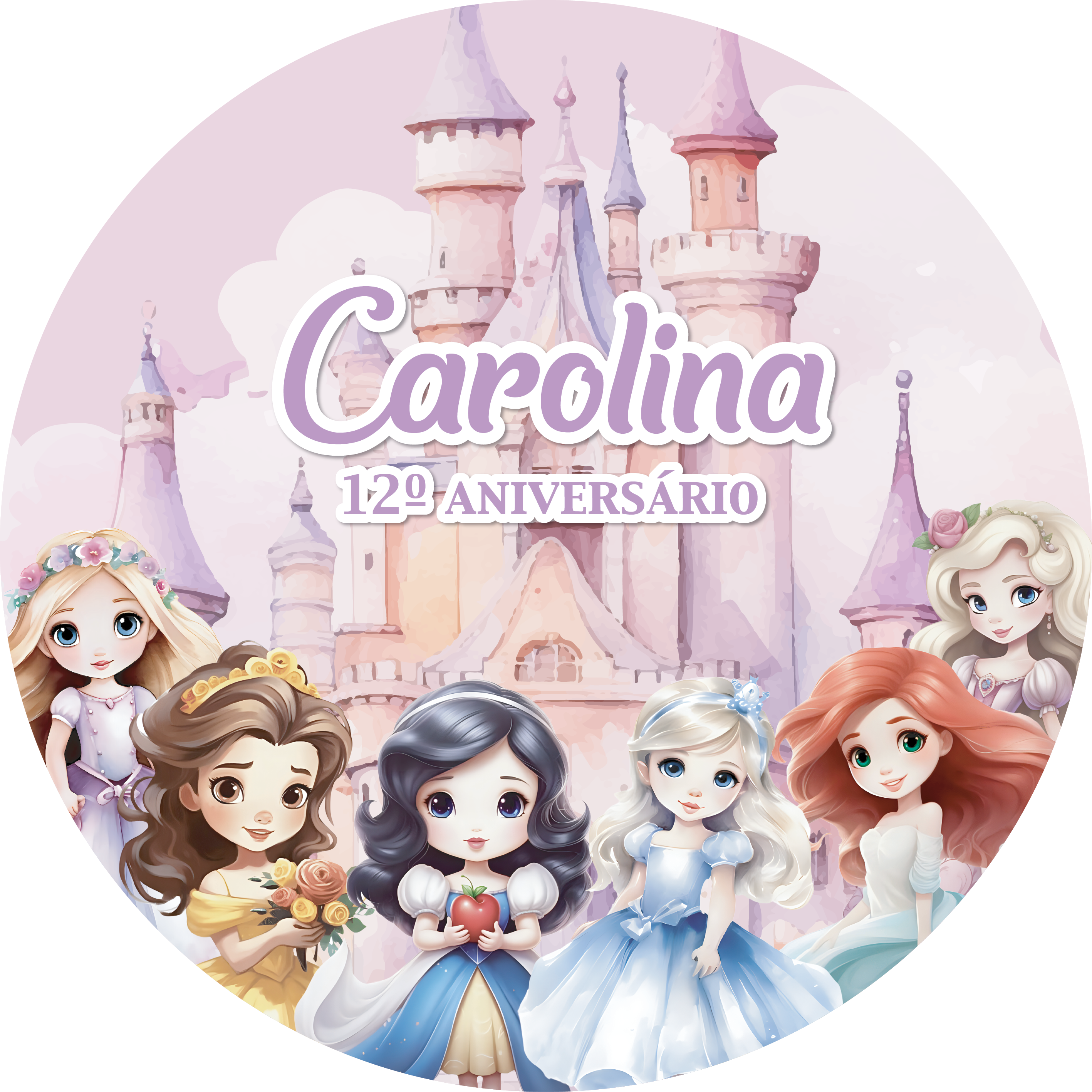 Round Princess Images Round Panel “Princesses Kids”