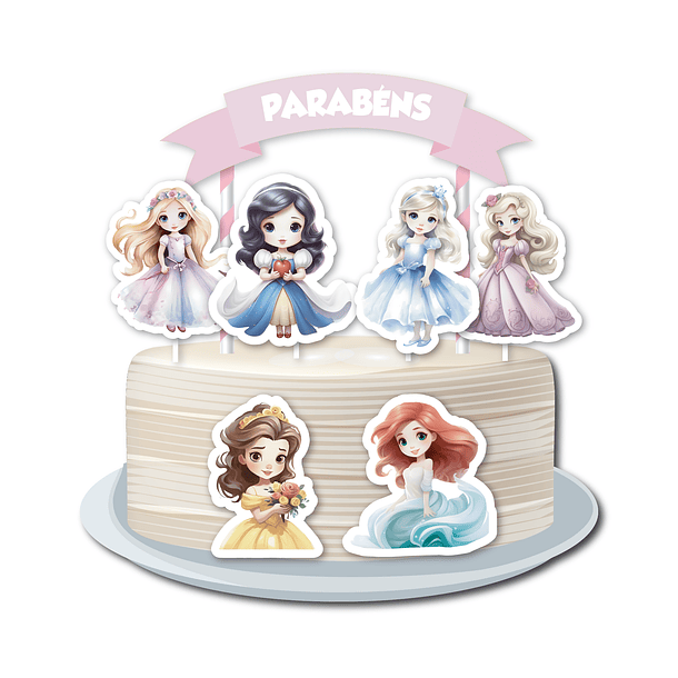Cake Topper Princesas Kids  1