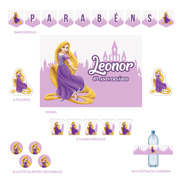 Kit Decoração Princesa Rapunzel (Várias_Opções)  3