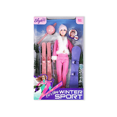 Skier doll with accessories