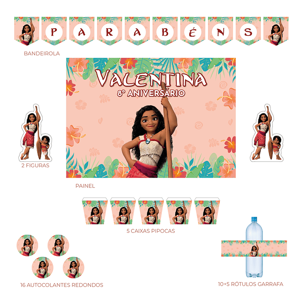 Kit Decoração Princesa Vaiana 2 (Várias Opções) 3