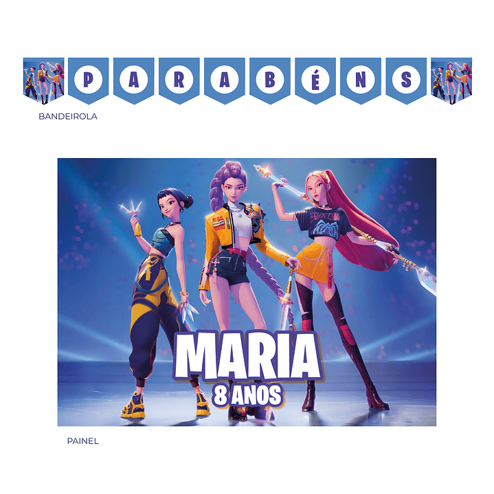 Kit Decoração de Aniversário Guerreiras do K-Pop 2