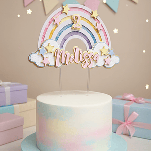 Topo de Bolo Shaker Arco-Íris