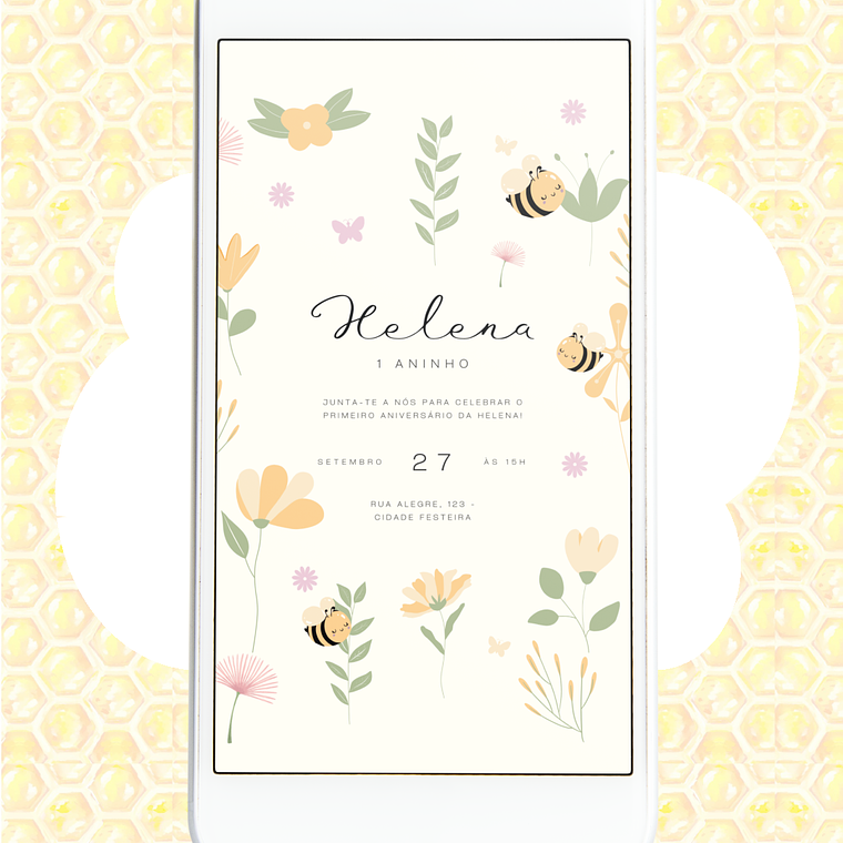 Convite Abelhas & Flores 1