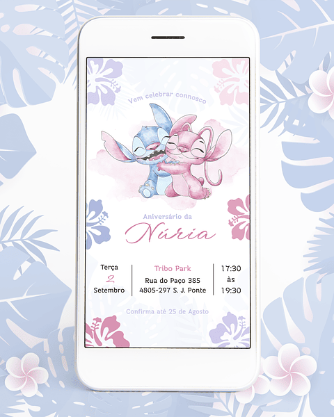 Convite Stitch & Angel