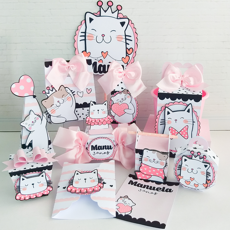 Kit de Festa Gatinha Rosa 1