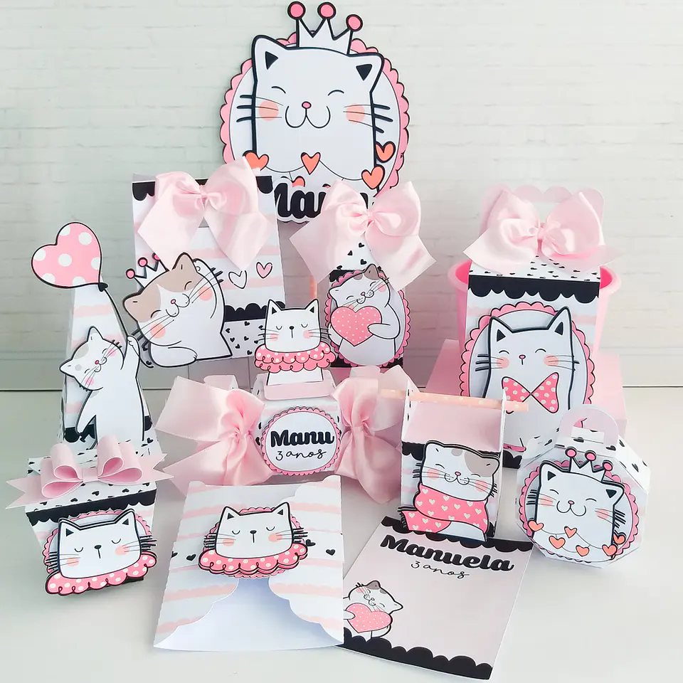 Kit de Festa Gatinha Rosa 1