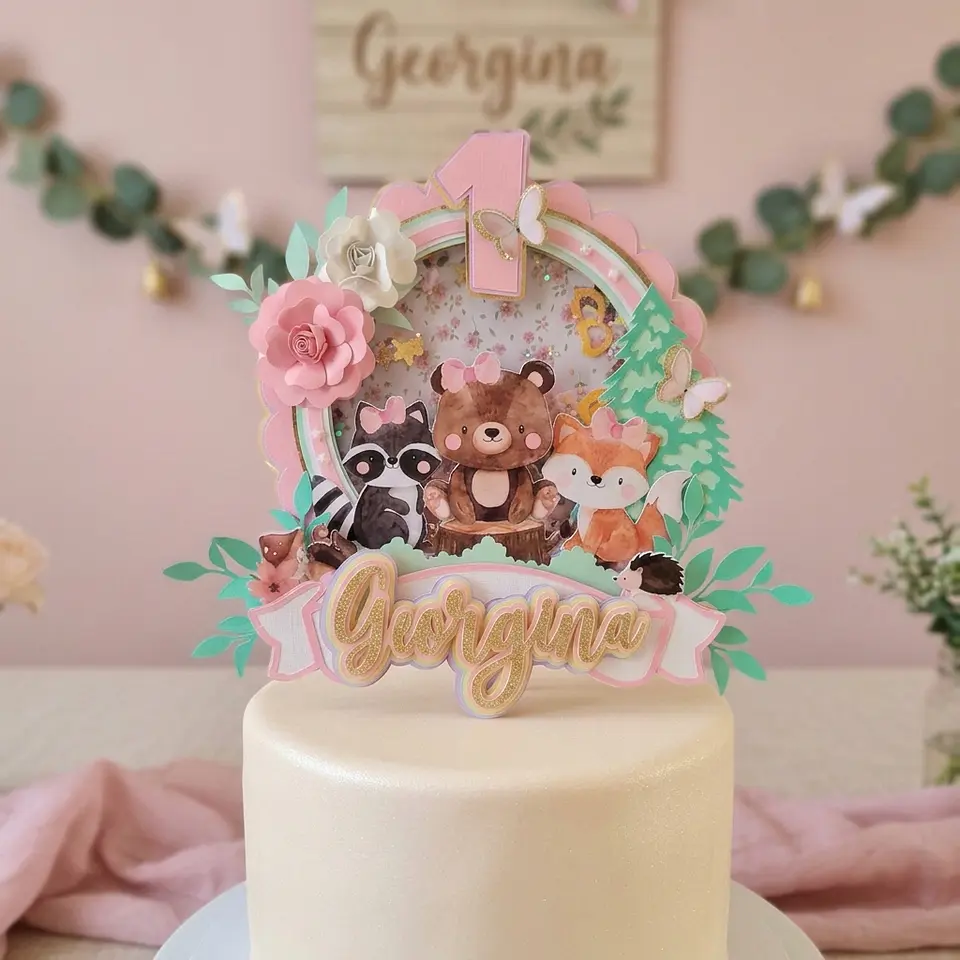 Topo de Bolo Shaker Bosque Encantado 1