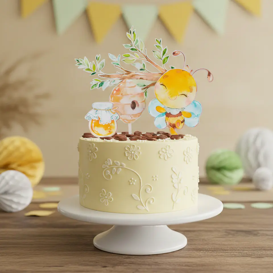 Topo de Bolo Abelha Aquarela 1