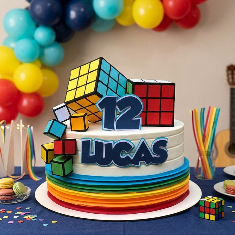 Topo de Bolo Cubo Mágico 1