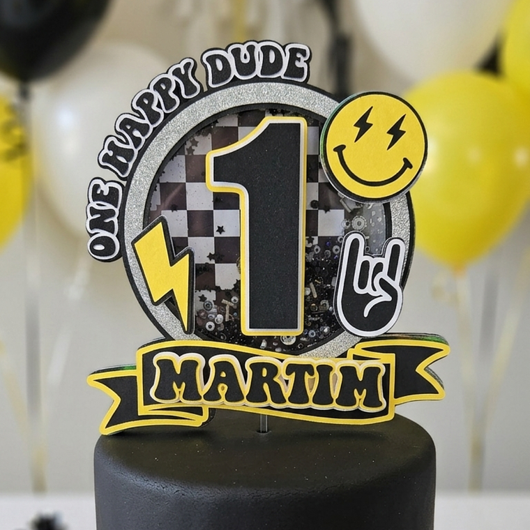 Topo de Bolo Shaker One Happy Dude 1