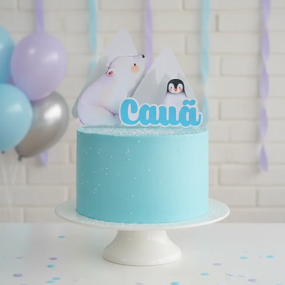 Topo de Bolo Animais do Ártico 1