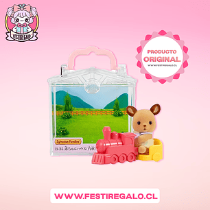 Sylvanian families - Ciervito con tren rojo y caja transportadora.