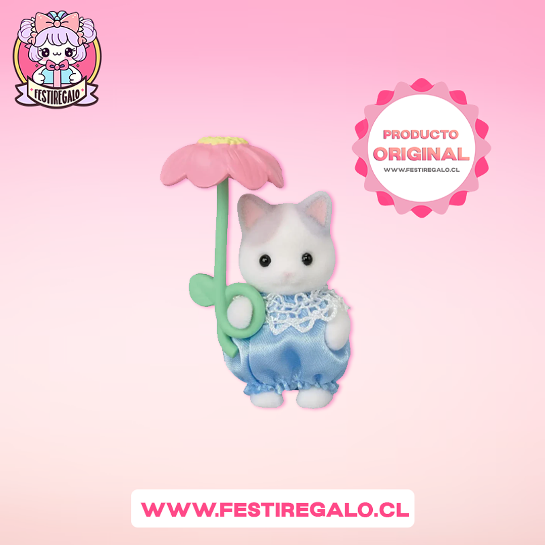 Sylvanian families - Gatita bicolor con flor 1