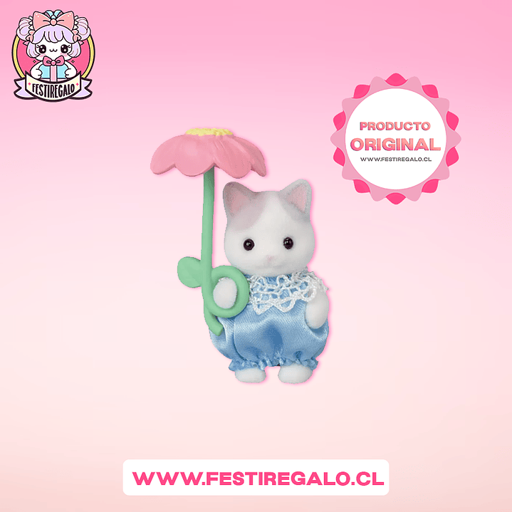 Sylvanian families - Gatita bicolor con flor 1