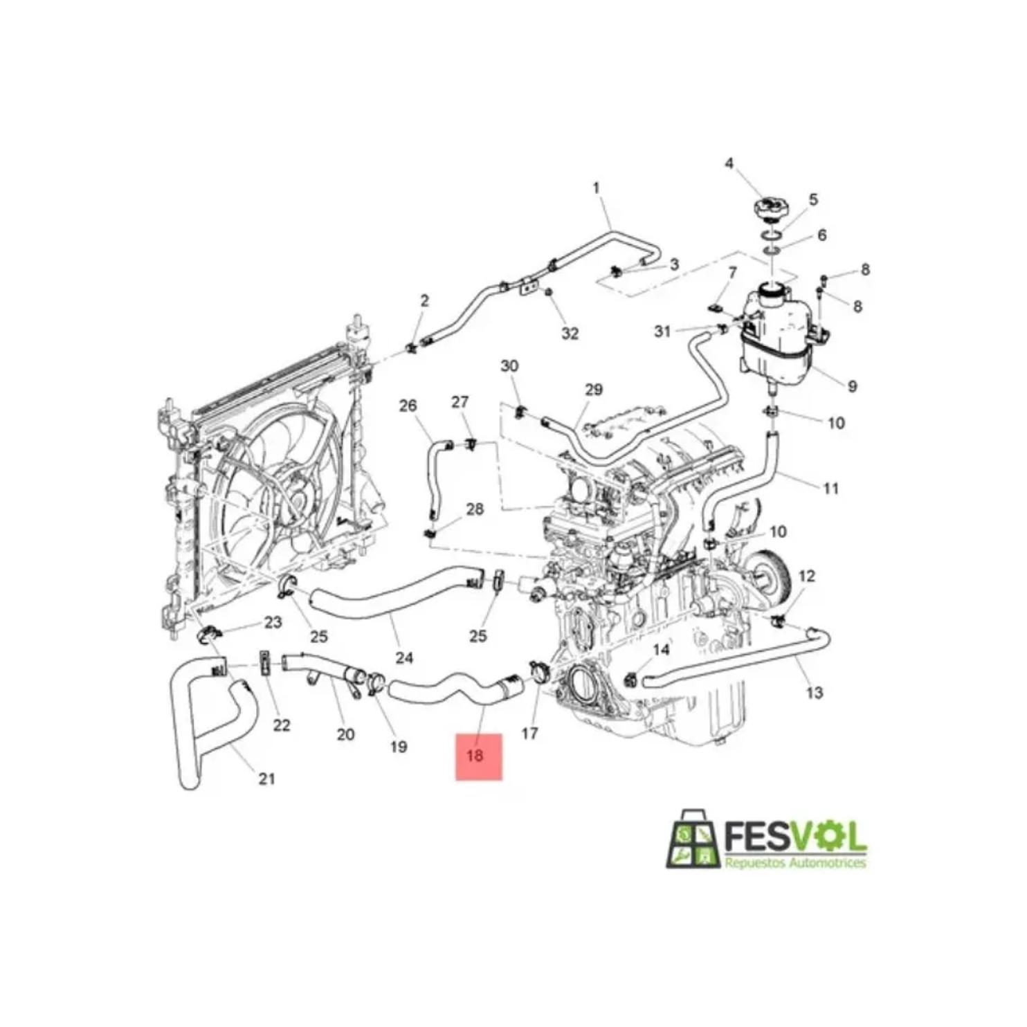TUBO DE AGUA CALEFACCIÓN CHEVROLET SPARK GT 1.2 CON MANGUERA 3