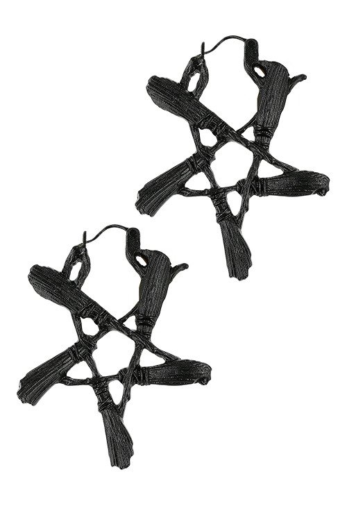 Pentagram Black Witchy Earrings