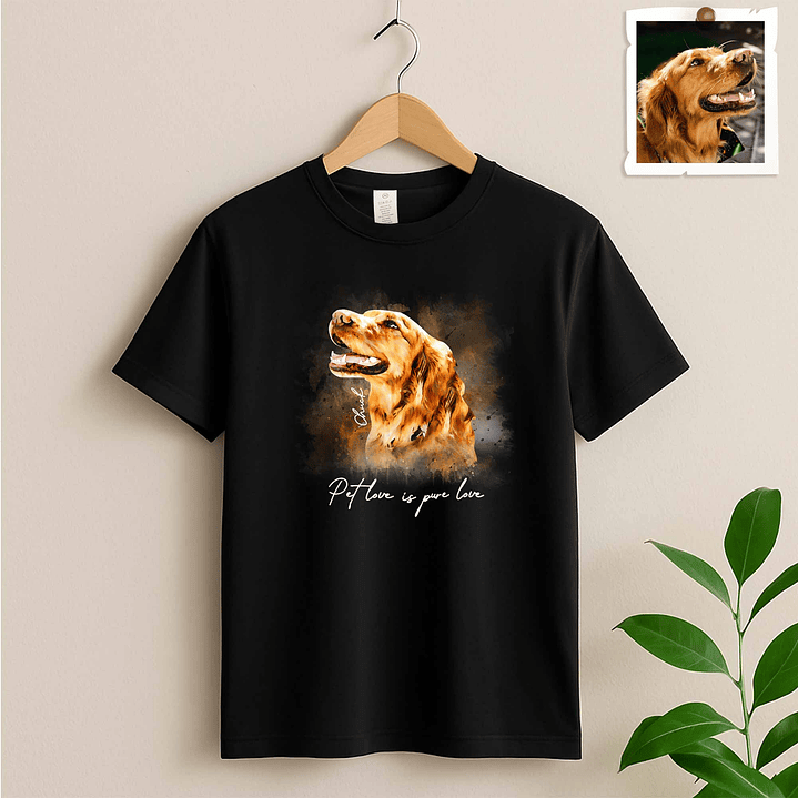 Custom Turn Photo into Art Pet Adventures Unisex Crewneck T-shirt S-5XL Watercolor Style Gift for Dog & Cat Lovers 2