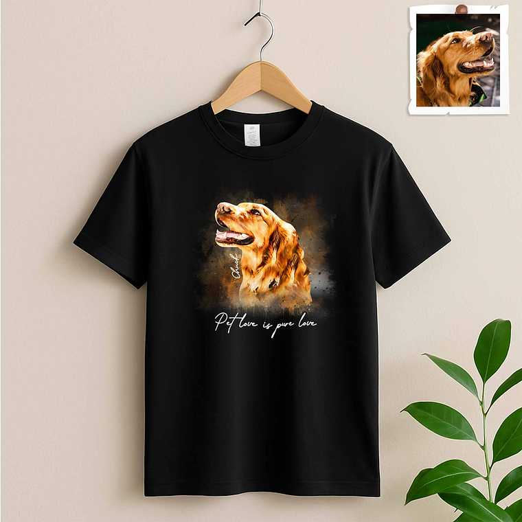 Custom Turn Photo into Art Pet Adventures Unisex Crewneck T-shirt S-5XL Watercolor Style Gift for Dog & Cat Lovers 2