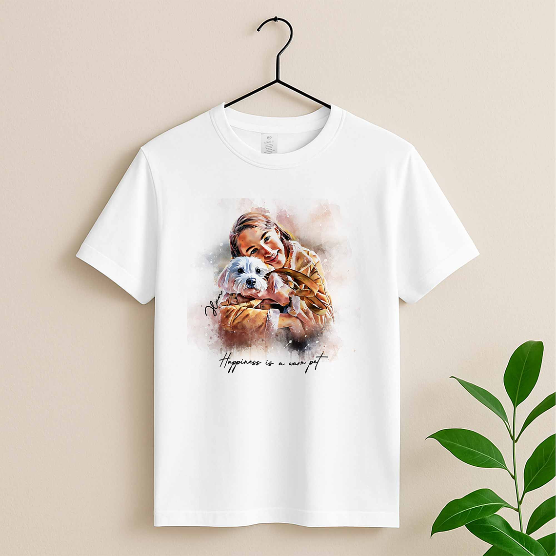 Custom Turn Photo into Art Pet Adventures Unisex Crewneck T-shirt S-5XL Watercolor Style Gift for Dog & Cat Lovers 3