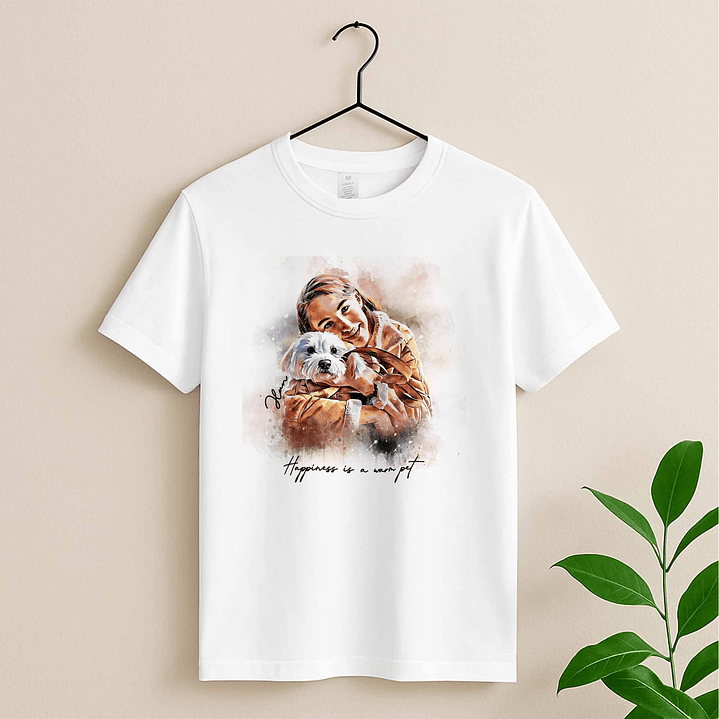 Custom Turn Photo into Art Pet Adventures Unisex Crewneck T-shirt S-5XL Watercolor Style Gift for Dog & Cat Lovers 3