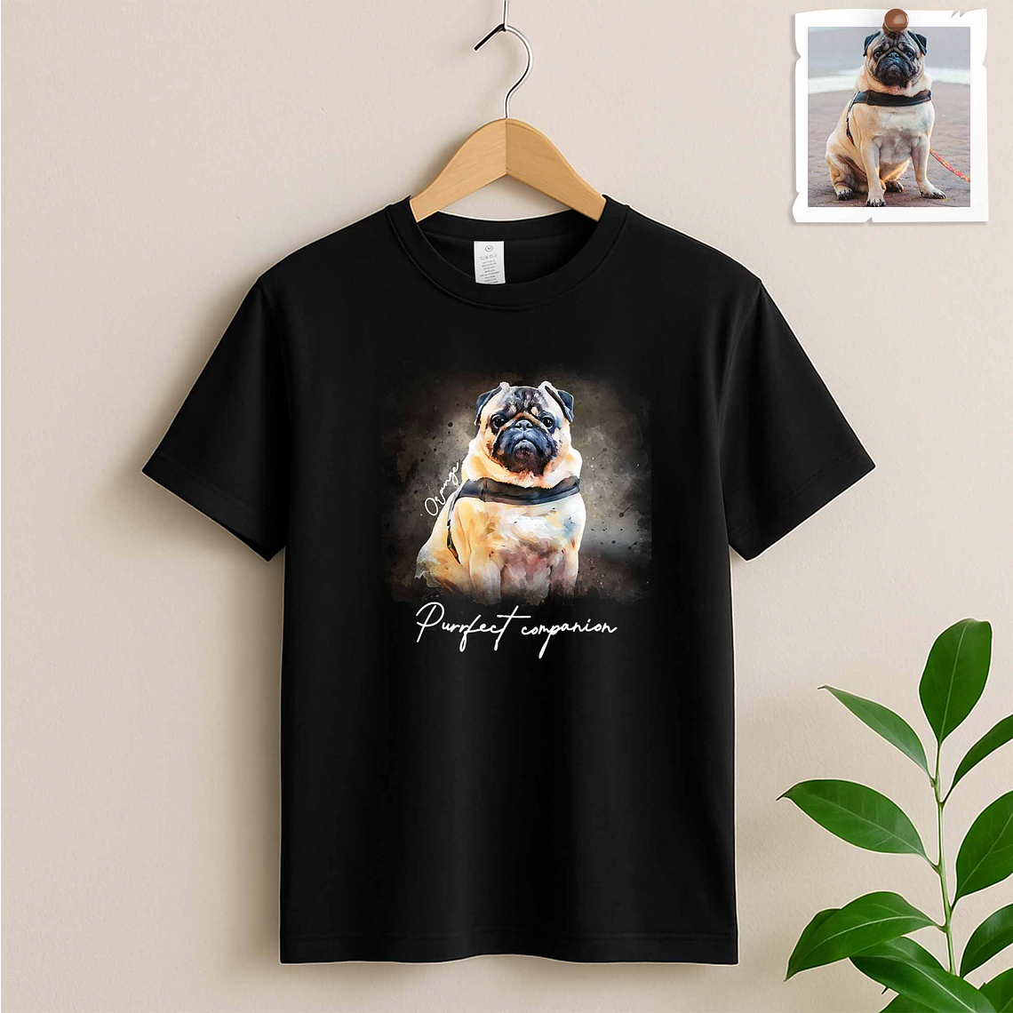 Personalized Your Pet Picture, Turn Photo to Watercolor Style Art Portrait, Thoughtful Gift Unisex Crewneck T-shirt S-5XL 2