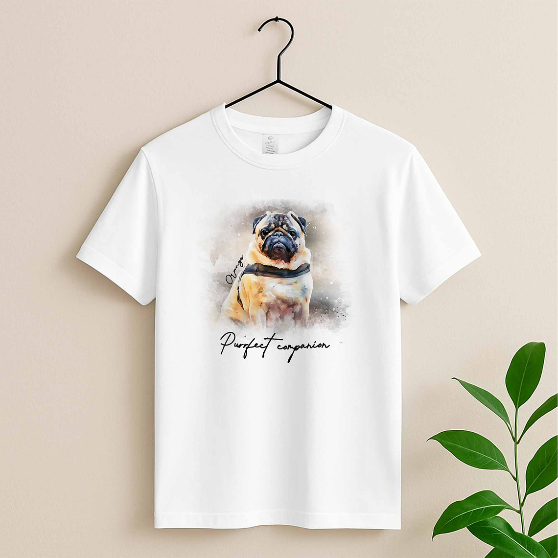 Personalized Your Pet Picture, Turn Photo to Watercolor Style Art Portrait, Thoughtful Gift Unisex Crewneck T-shirt S-5XL 3
