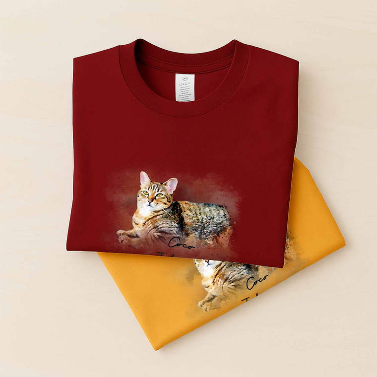 Personalized Your Pet Picture, Turn Photo to Watercolor Style Art Portrait, Thoughtful Gift Unisex Crewneck T-shirt S-5XL 5